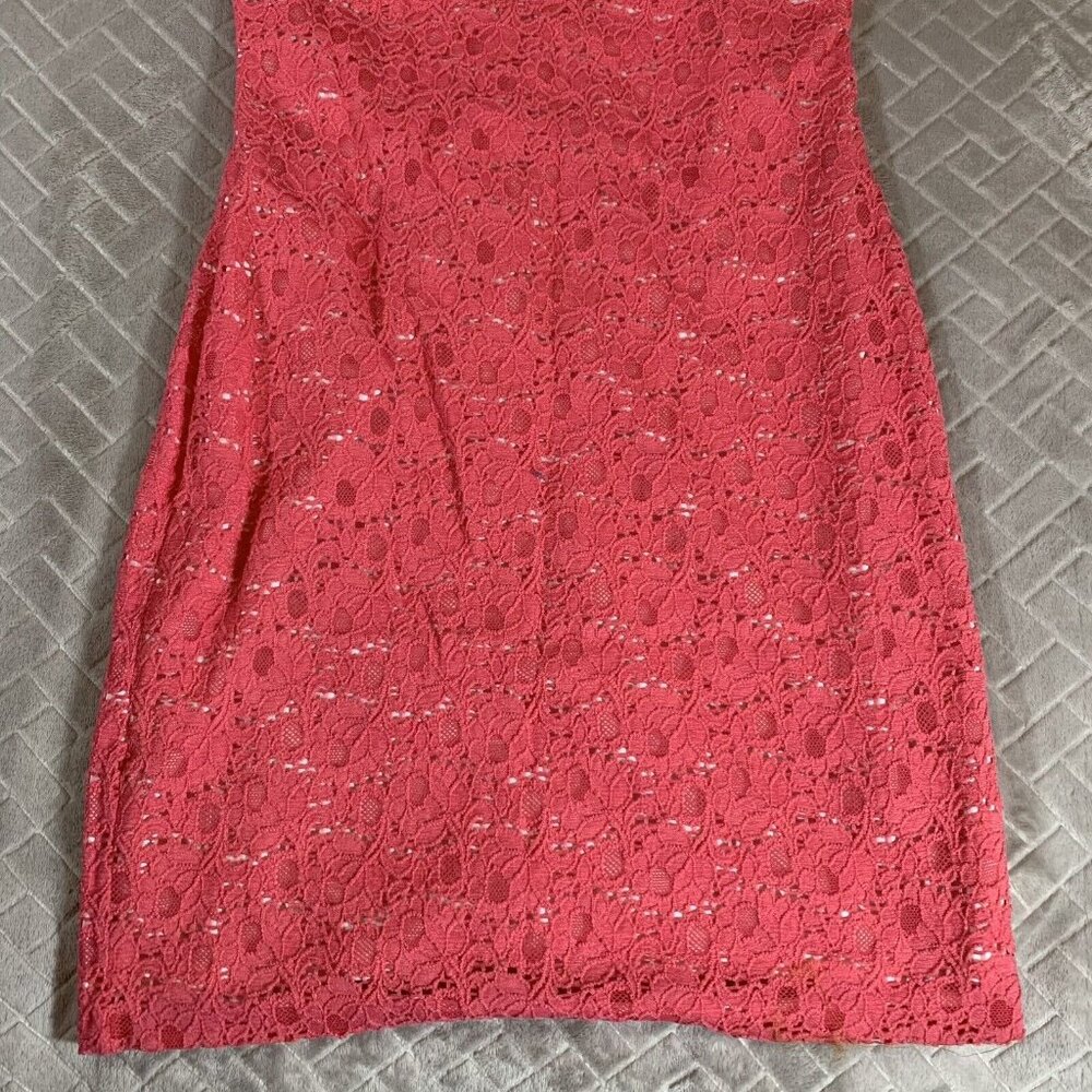 Marc New York Womens 4 Sheath Dress Coral Pink Short Mini Lace Lined Office - Picture 3 of 12